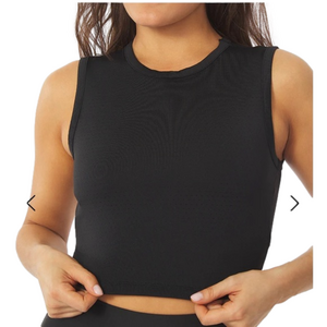 NWT REVOLVE WEWOREWHAT BLACK CROPPED MUSCLE TANK SPORTS BRA Yoga pilates run